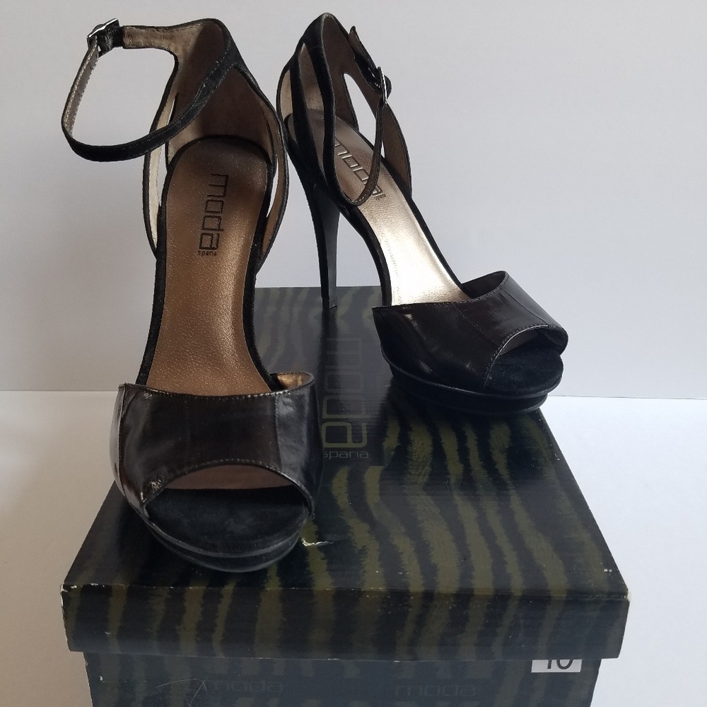 Moda Spana Zelda Black Strappy Platform Stilettos